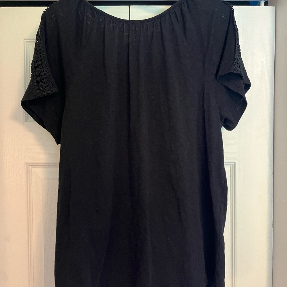 St. John's Bay Black Crochet Accent Blouse - Picture 4 of 4